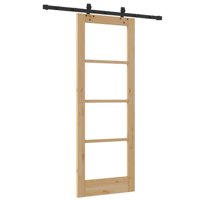 Sliding Door Natural 73.5 x 198.5 cm Solid Pine Wood and Glass