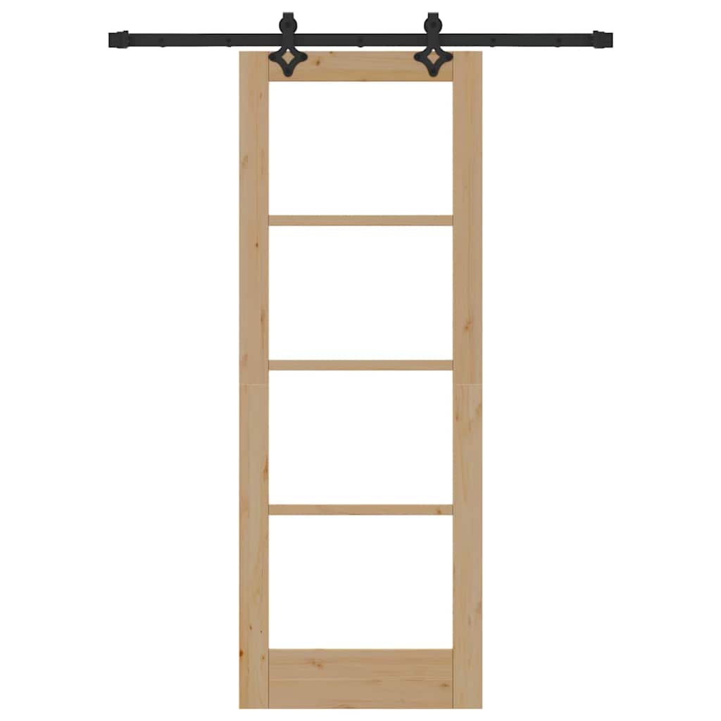 Sliding Door Natural 73.5 x 198.5 cm Solid Pine Wood and Glass