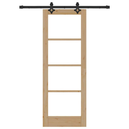 Sliding Door Natural 73.5 x 198.5 cm Solid Pine Wood and Glass