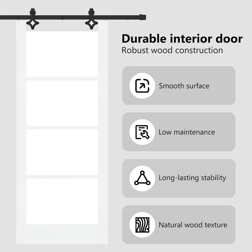 Sliding Door White 83 x 202 cm Solid Pine Wood and Glass