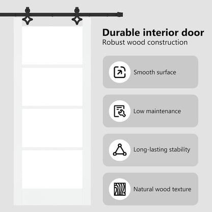 Sliding Door White 83 x 202 cm Solid Pine Wood and Glass