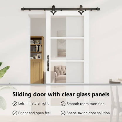 Sliding Door White 83 x 202 cm Solid Pine Wood and Glass