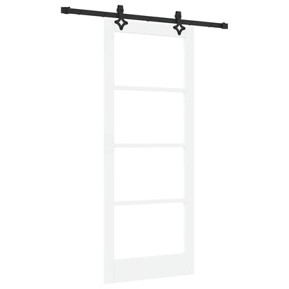 Sliding Door White 83 x 202 cm Solid Pine Wood and Glass