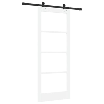 Sliding Door White 83 x 202 cm Solid Pine Wood and Glass