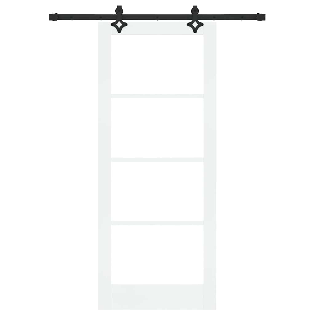 Sliding Door White 83 x 202 cm Solid Pine Wood and Glass