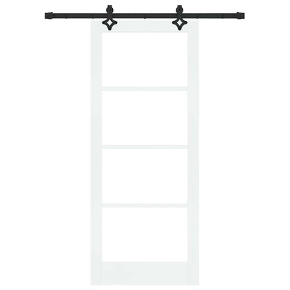 Sliding Door White 83 x 202 cm Solid Pine Wood and Glass