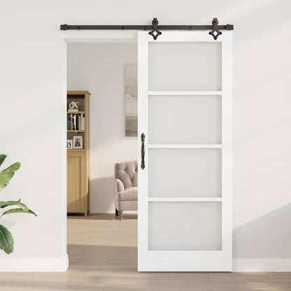 Sliding Door White 83 x 211 cm Solid Pine Wood and Glass