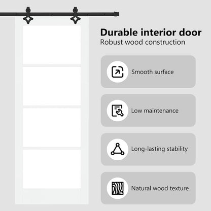 Sliding Door White 83 x 211 cm Solid Pine Wood and Glass
