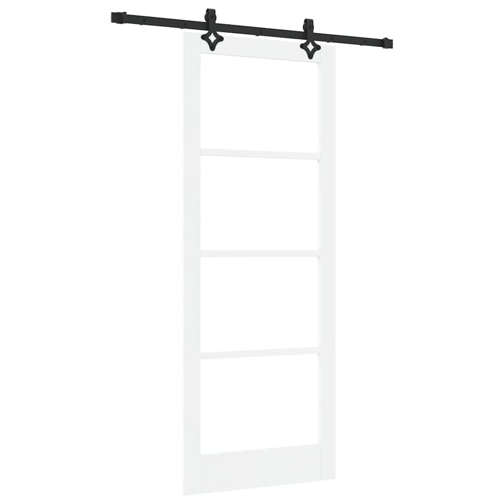 Sliding Door White 83 x 211 cm Solid Pine Wood and Glass