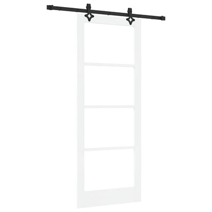 Sliding Door White 83 x 211 cm Solid Pine Wood and Glass