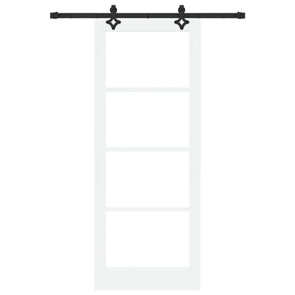 Sliding Door White 83 x 211 cm Solid Pine Wood and Glass