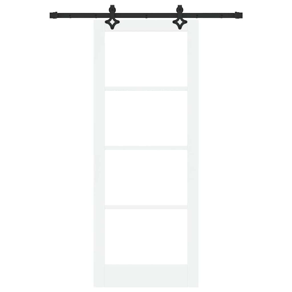 Sliding Door White 83 x 211 cm Solid Pine Wood and Glass