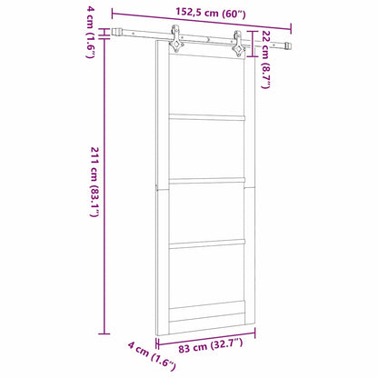Sliding Door White 83 x 211 cm Solid Pine Wood and Glass