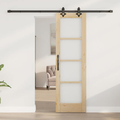 Sliding Door Natural 61 x 198.5 cm Solid Pine Wood and Glass