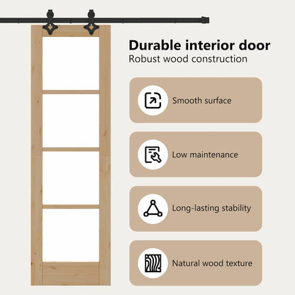 Sliding Door Natural 61 x 198.5 cm Solid Pine Wood and Glass