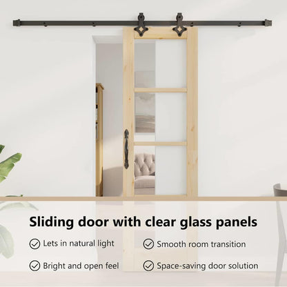 Sliding Door Natural 61 x 198.5 cm Solid Pine Wood and Glass