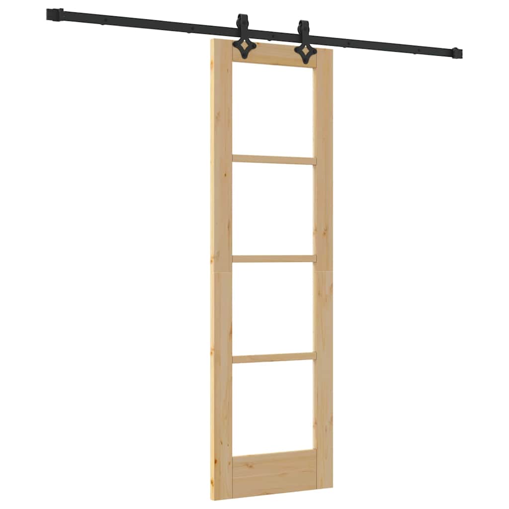 Sliding Door Natural 61 x 198.5 cm Solid Pine Wood and Glass