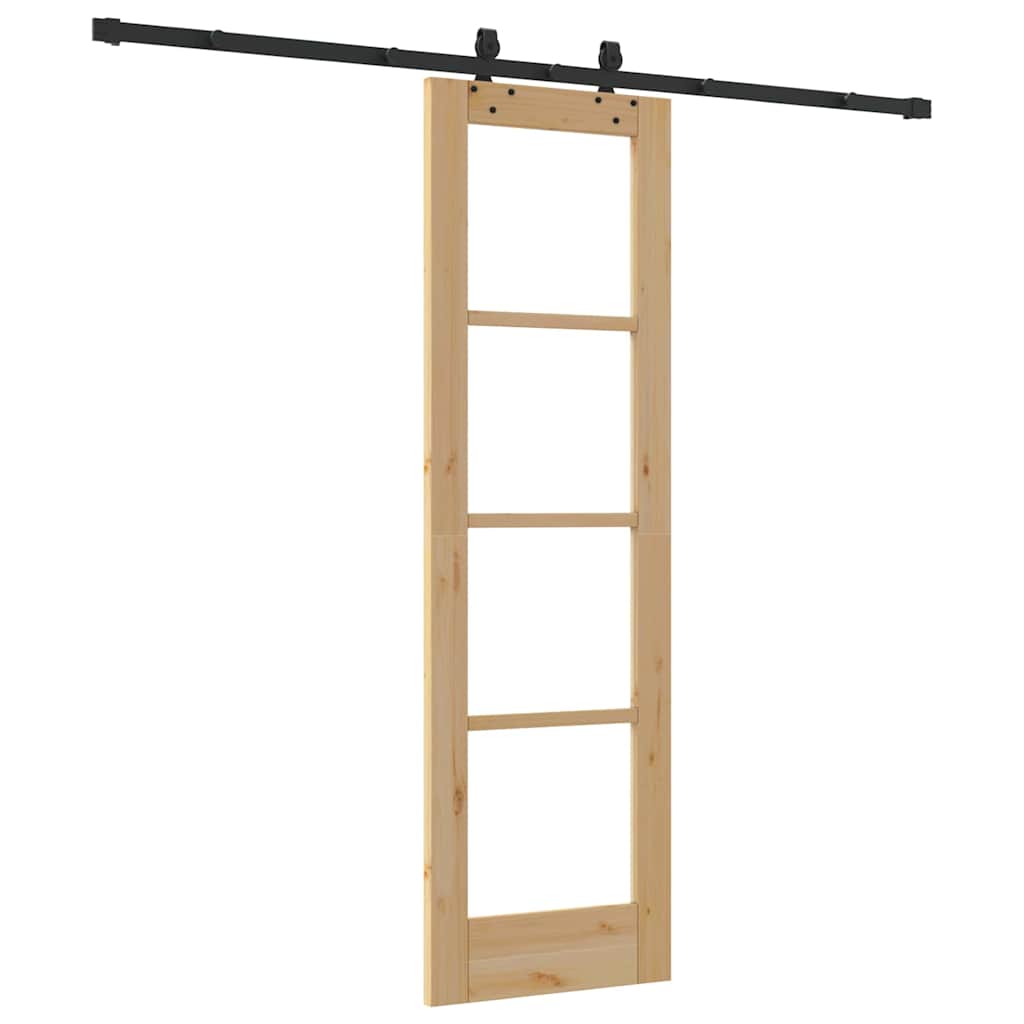 Sliding Door Natural 61 x 198.5 cm Solid Pine Wood and Glass