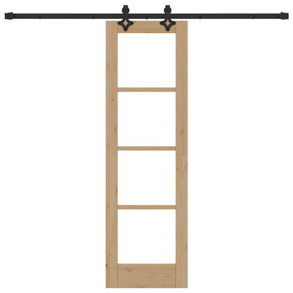 Sliding Door Natural 61 x 198.5 cm Solid Pine Wood and Glass