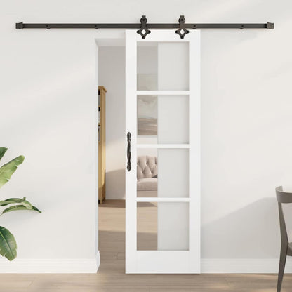 Sliding Door White 61 x 198.5 cm Solid Pine Wood and Glass