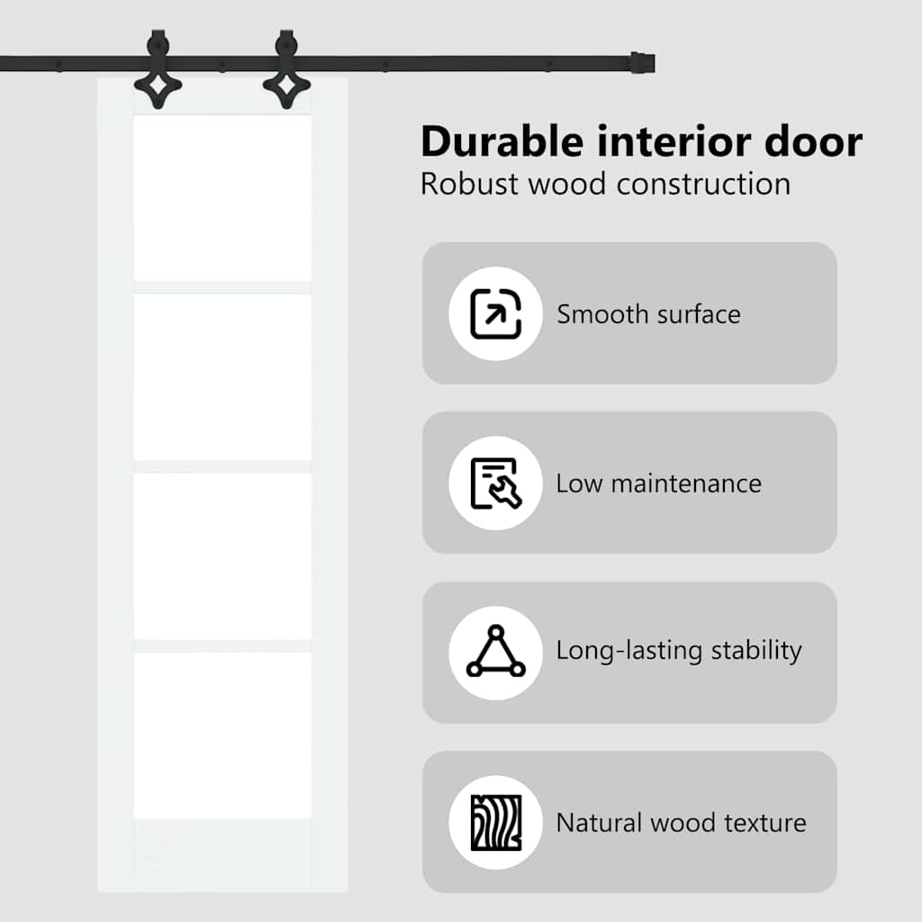 Sliding Door White 61 x 198.5 cm Solid Pine Wood and Glass