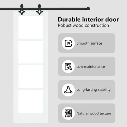 Sliding Door White 61 x 198.5 cm Solid Pine Wood and Glass