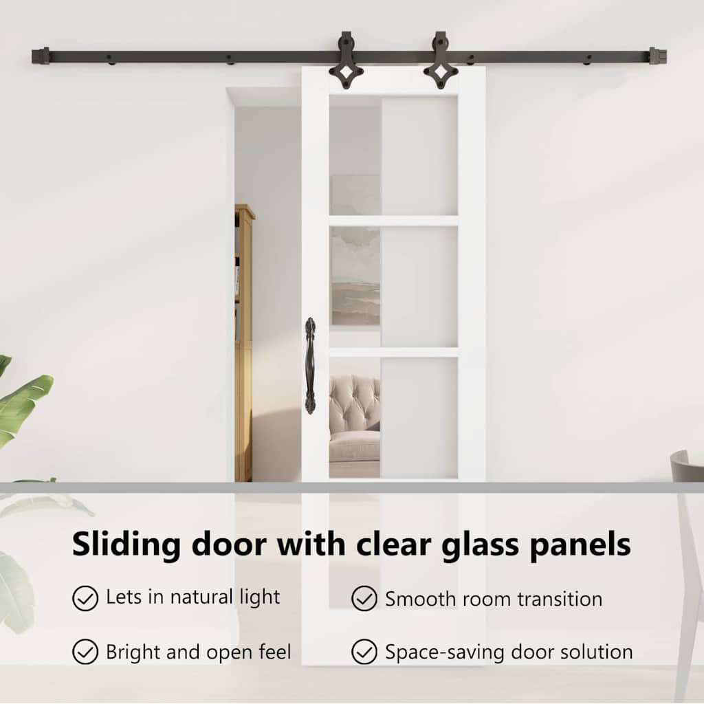 Sliding Door White 61 x 198.5 cm Solid Pine Wood and Glass