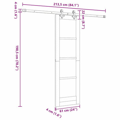 Sliding Door White 61 x 198.5 cm Solid Pine Wood and Glass