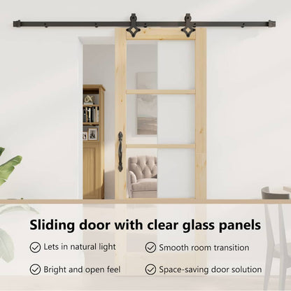 Sliding Door Natural 73.5 x 198.5 cm Solid Pine Wood and Glass
