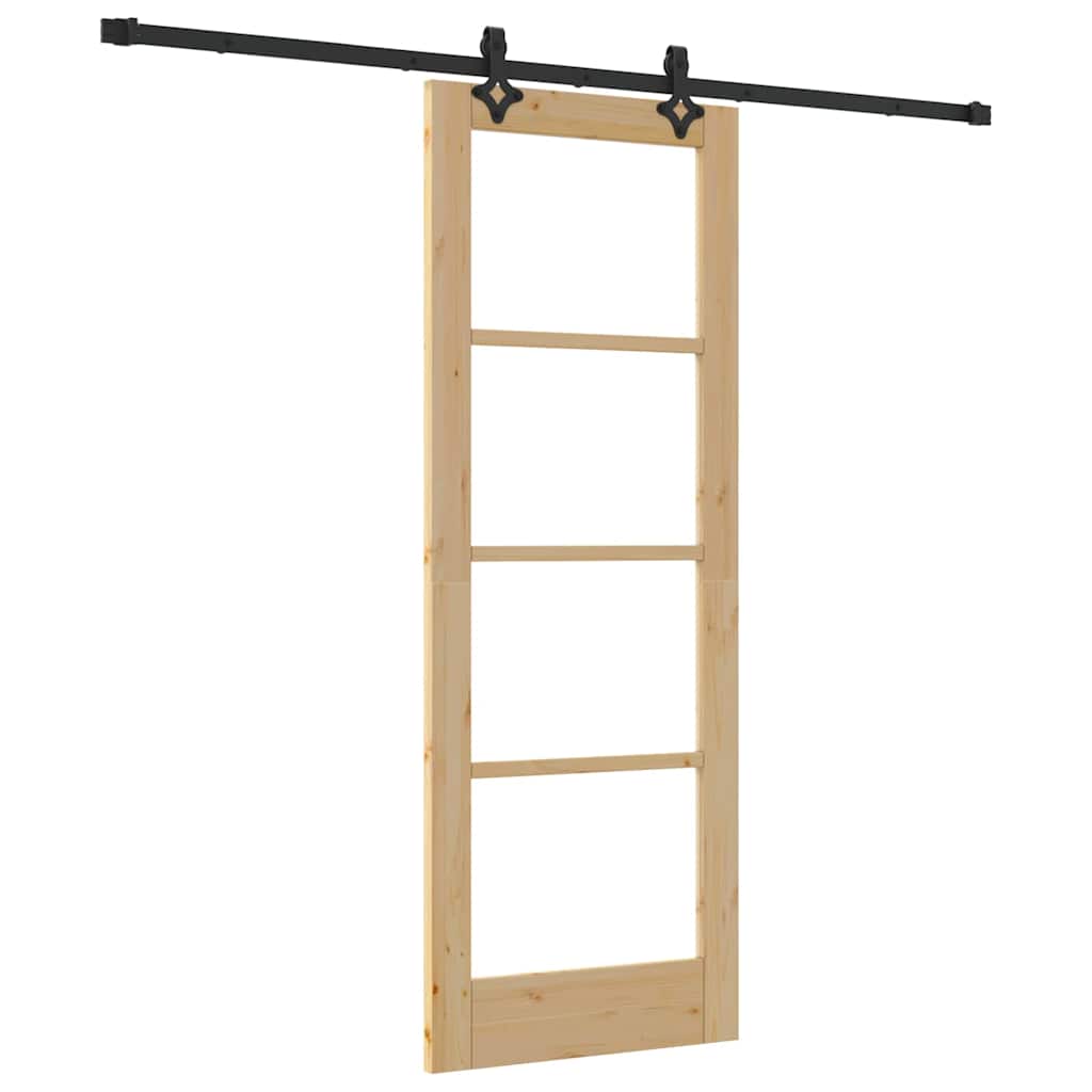 Sliding Door Natural 73.5 x 198.5 cm Solid Pine Wood and Glass