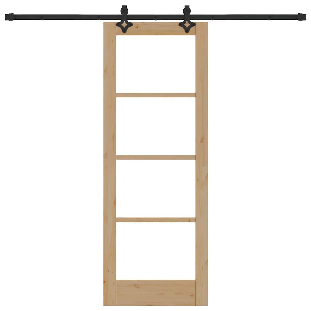 Sliding Door Natural 73.5 x 198.5 cm Solid Pine Wood and Glass