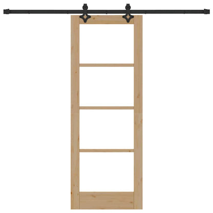 Sliding Door Natural 73.5 x 198.5 cm Solid Pine Wood and Glass