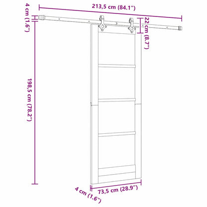 Sliding Door Natural 73.5 x 198.5 cm Solid Pine Wood and Glass