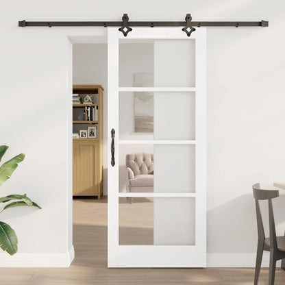 Sliding Door White 83 x 202 cm Solid Pine Wood and Glass