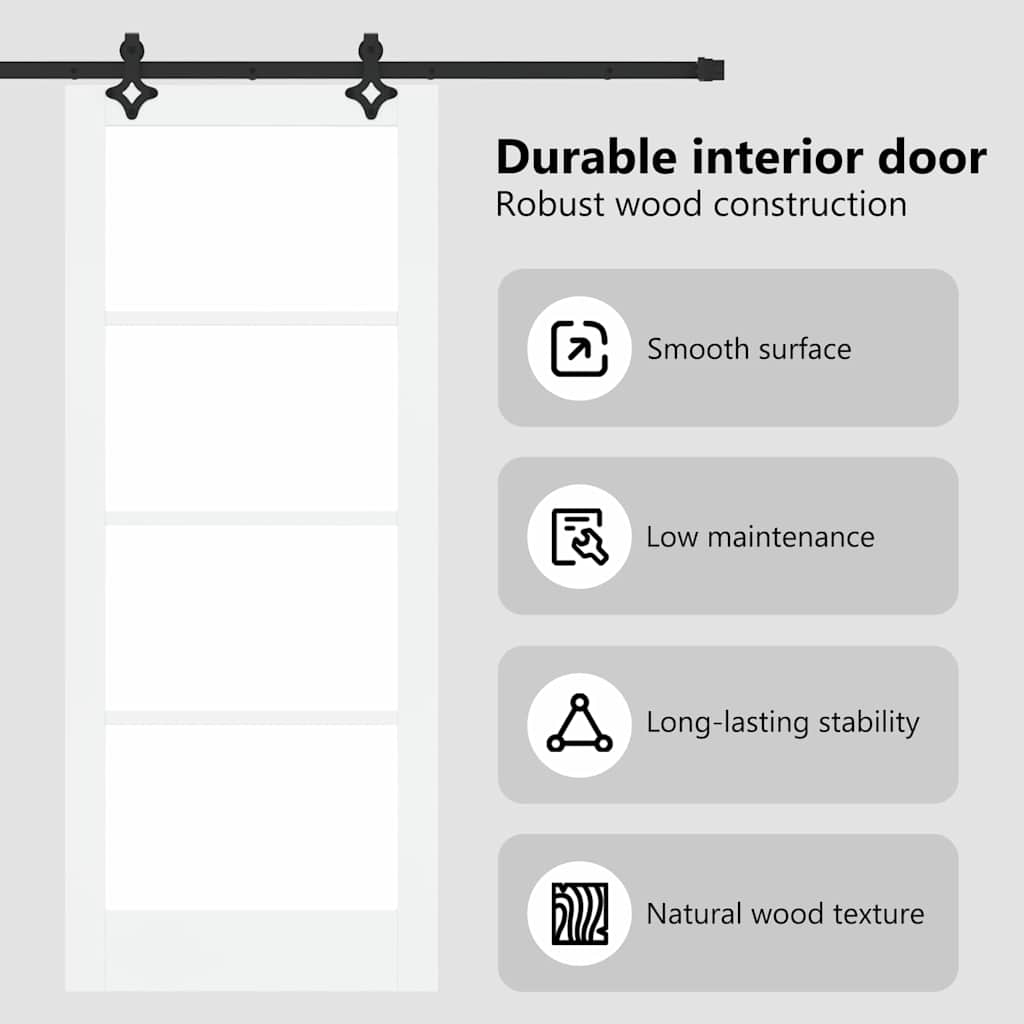Sliding Door White 83 x 202 cm Solid Pine Wood and Glass