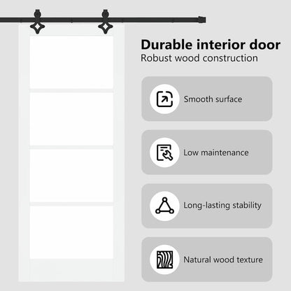 Sliding Door White 83 x 202 cm Solid Pine Wood and Glass
