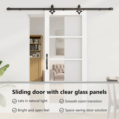 Sliding Door White 83 x 202 cm Solid Pine Wood and Glass