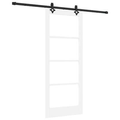 Sliding Door White 83 x 202 cm Solid Pine Wood and Glass