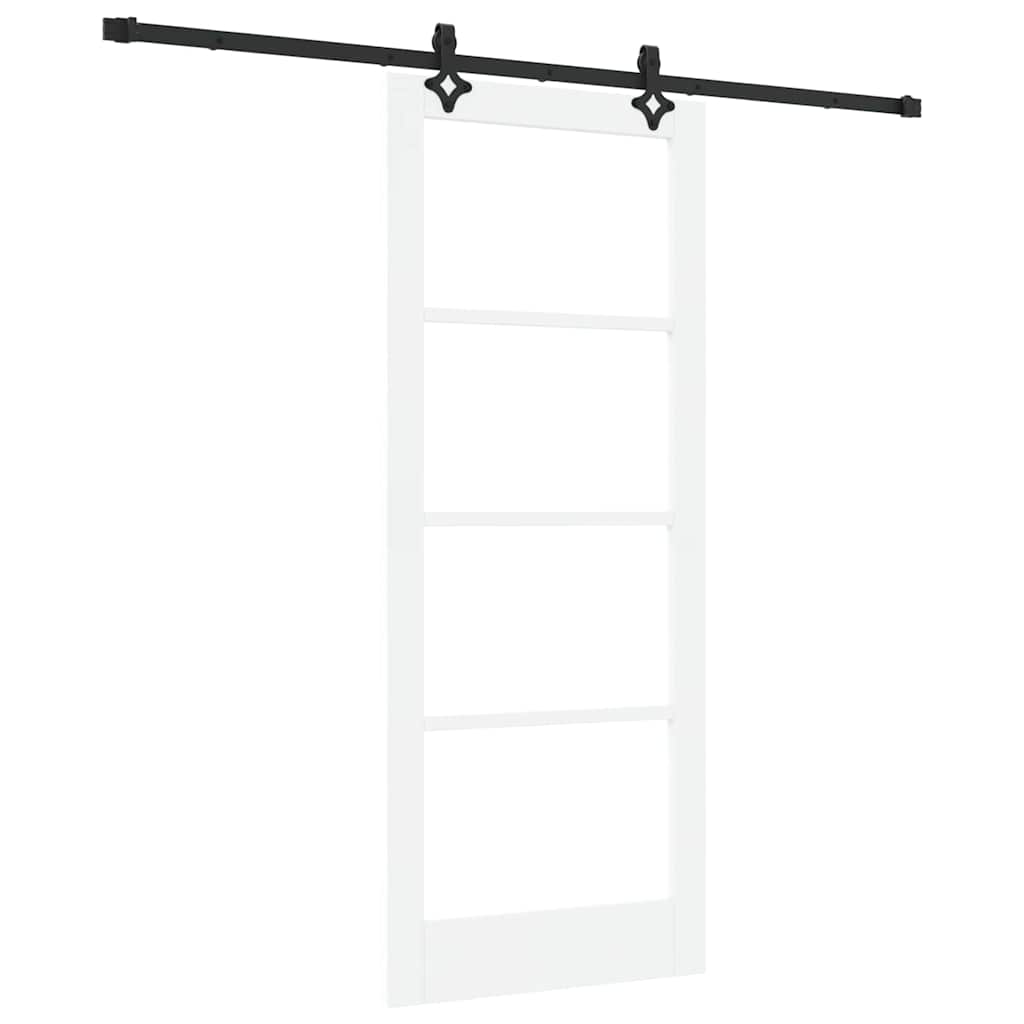 Sliding Door White 83 x 202 cm Solid Pine Wood and Glass