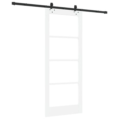 Sliding Door White 83 x 202 cm Solid Pine Wood and Glass