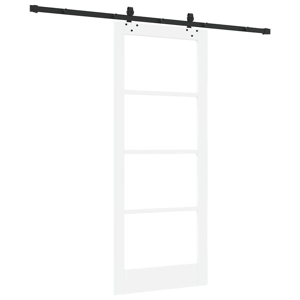 Sliding Door White 83 x 202 cm Solid Pine Wood and Glass