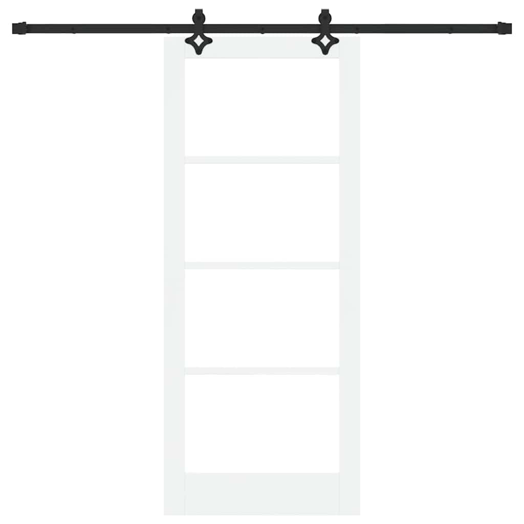 Sliding Door White 83 x 202 cm Solid Pine Wood and Glass