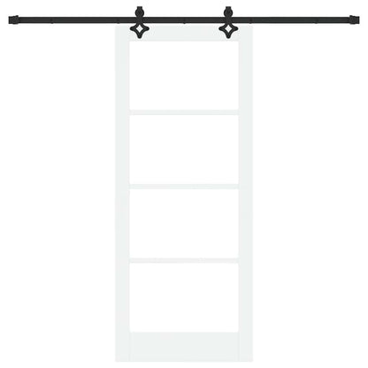 Sliding Door White 83 x 202 cm Solid Pine Wood and Glass