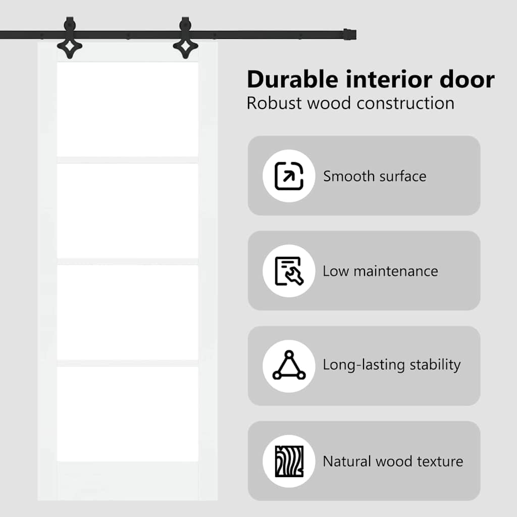 Sliding Door White 83 x 211 cm Solid Pine Wood and Glass