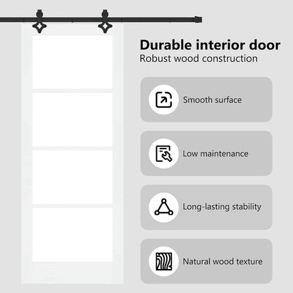 Sliding Door White 83 x 211 cm Solid Pine Wood and Glass