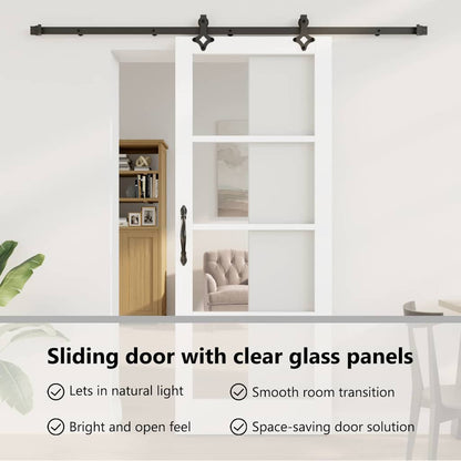 Sliding Door White 83 x 211 cm Solid Pine Wood and Glass