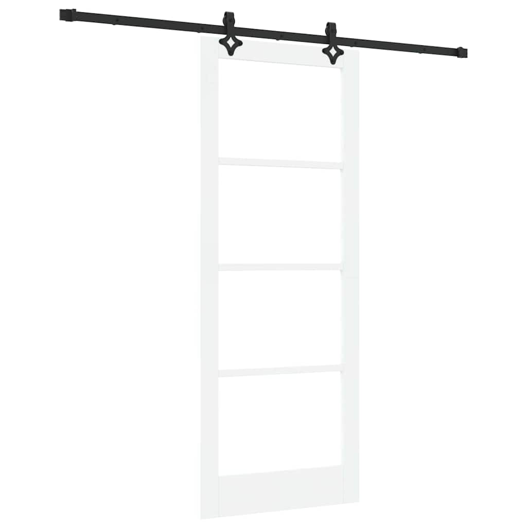 Sliding Door White 83 x 211 cm Solid Pine Wood and Glass