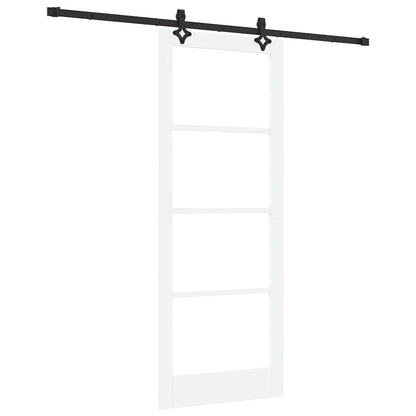 Sliding Door White 83 x 211 cm Solid Pine Wood and Glass