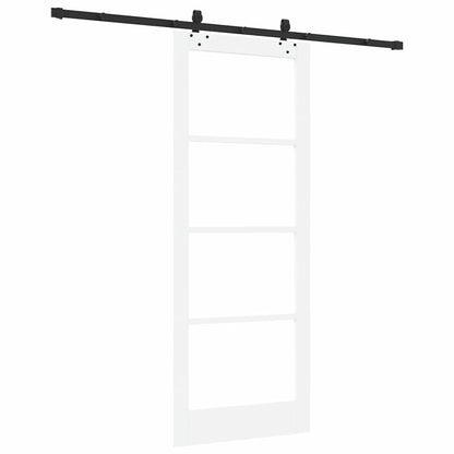 Sliding Door White 83 x 211 cm Solid Pine Wood and Glass