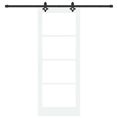 Sliding Door White 83 x 211 cm Solid Pine Wood and Glass